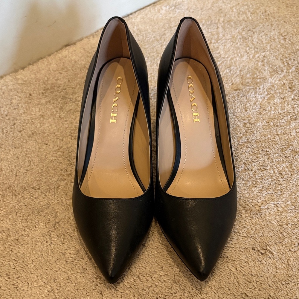 Coach Classic Black Leather Heels - Picture 6 of 9